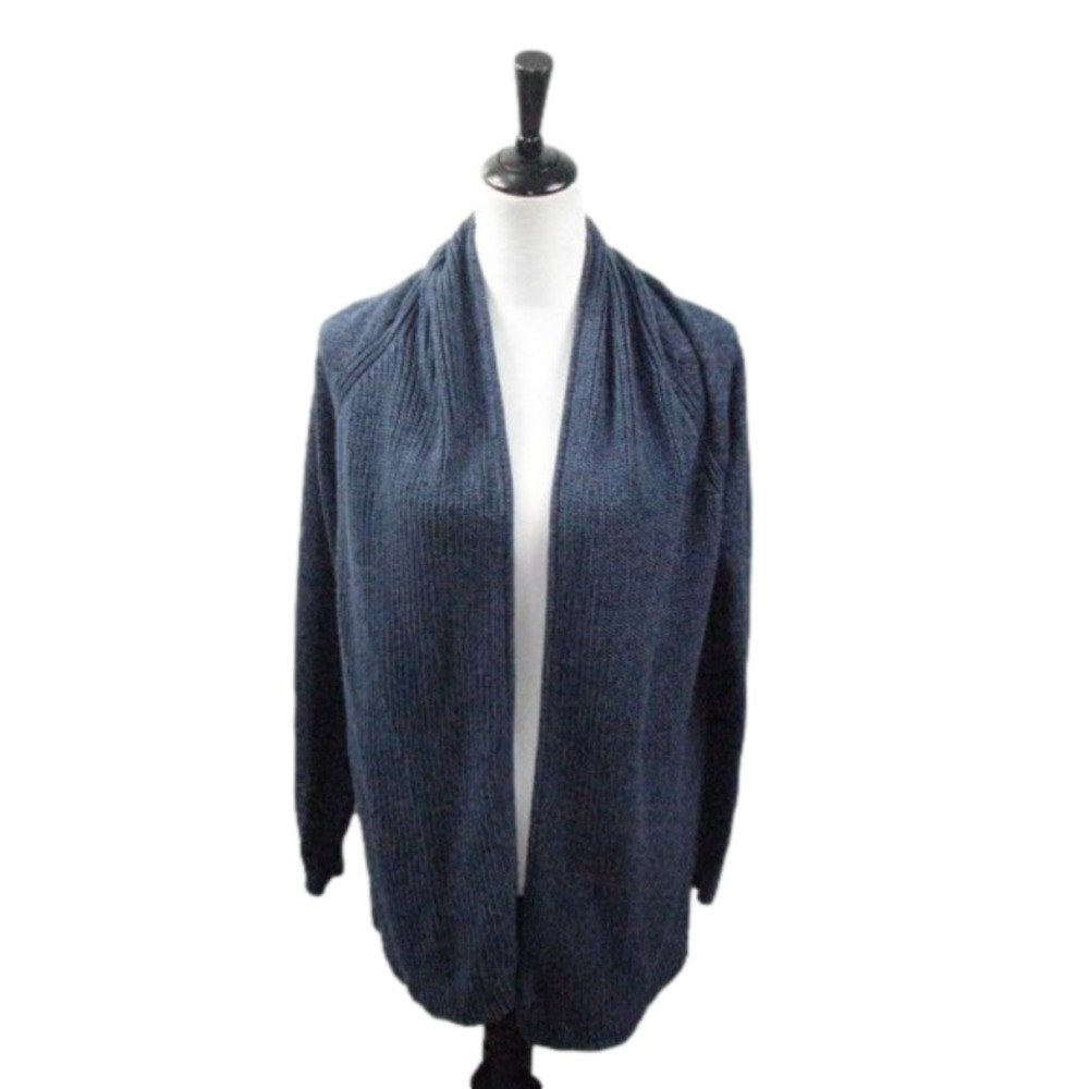 L.L. Bean Blue Open Front 100% Cotton Cardigan Size Large
